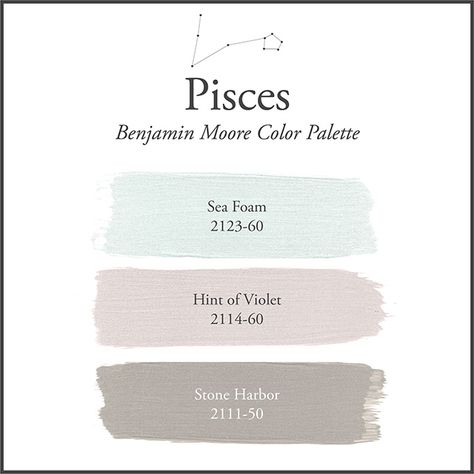 Pisces Color, Palette Wall, Pisces Fish, Exterior House Colors Combinations, Zodiac Calendar, Fresh Color Palette, Touch Of Gray, Stone Harbor, Paint Colors Benjamin Moore