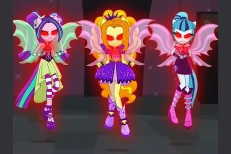 Mlp Sirens, Mlp Dazzlings, The Dazzling, The Dazzlings Mlp, Female Villains, Mlp Memes, Rainbow Rocks, Zombie Disney, Girl Rainbow