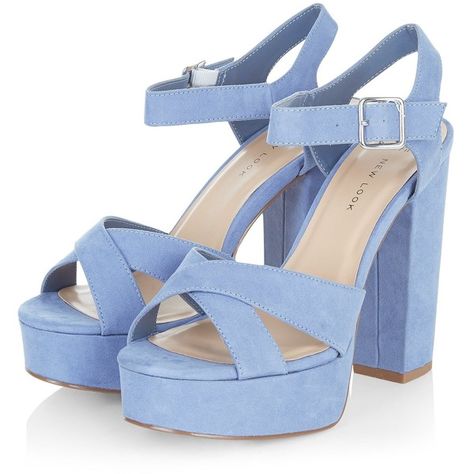 Wide Fit Blue Suedette Cross Strap Block Heels (€40) ❤ liked on Polyvore featuring shoes, sandals, heels, zapatos, blue, wide heel sandals, blue heeled shoes, block heel ankle strap sandals, ankle wrap sandals and cross strap sandals Blue Shoes Heels, Blue Sandals Heels, Blue Block Heels, Wide Sandals, Wrap Shoes, Fashion Shoes Sandals, Shoes Heels Classy, Ankle Strap Sandals Heels, Wide Heels