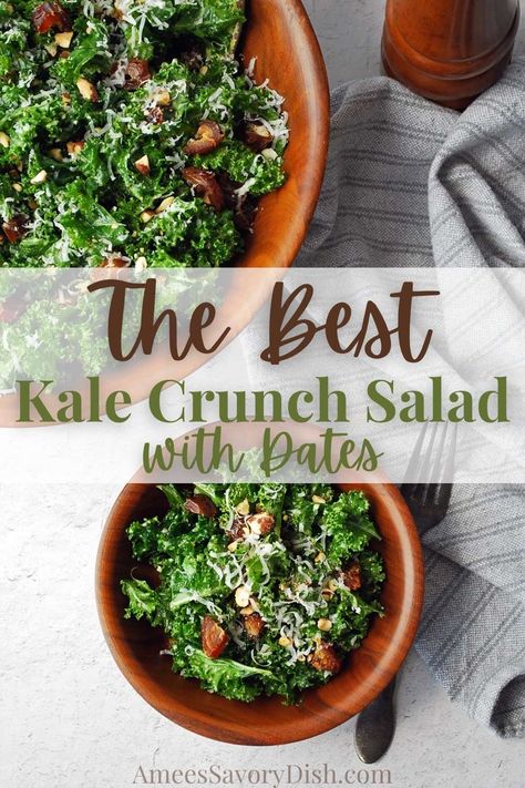 Chick Fil A Kale Salad Recipe, Kale Crunch Salad, Date Salad, Chick Fil A Recipe, Lemon Vinaigrette Dressing, Crunch Salad, Winter Salad Recipes, Kale Salad Recipes, Superfood Salad