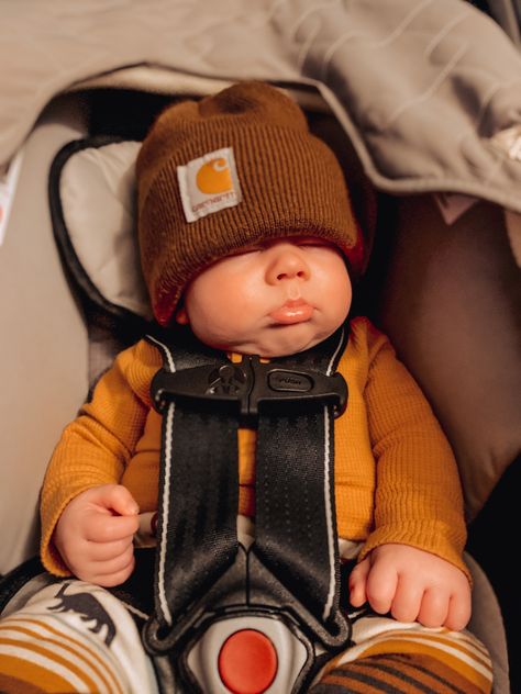 Baby Boy Carhartt Outfits, Carhartt Beanie Outfit, Carhartt Baby Boy, Country Babies, Beanie Hairstyles, Fall Baby Pictures, Beanie Outfit, Carhartt Beanie, Baby Jumper