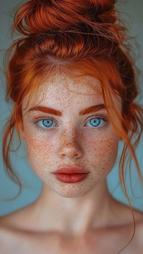 Red Hair Blue Eyes Girl, Red Hair Freckles, Red Hair Blue Eyes, Fair Skin Makeup, Beautiful Freckles, Red Haired Beauty, Red Hair Woman, Beautiful Red Hair, Girls With Red Hair