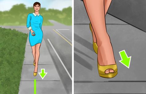 6 Tips on Walking in Heels Without Pain / 5-Minute Crafts How To Wear Heels Casually, Tips For Walking In High Heels, Walk In Heels Tips, How To Make Heels More Comfortable, Walking In Heels Tips, How To Walk In Heels Videos, How To Walk In High Heels, Chunky Heels Outfit Dresses, How To Walk In Heels For Beginners