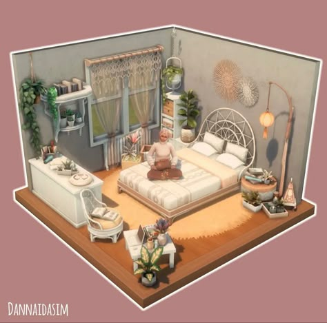 Sims 4 Boho Bedroom No Cc, Sims Reading Nook, The Sims 4 Bedroom Master Suite, Sims 4 Cute Bedroom, Sims 4 Big Bedroom Ideas, Sims 4 No Cc Bedroom, Sims 4 Room Designs, Sims 4 Aesthetic Bedroom, Sims Bedroom Ideas No Cc