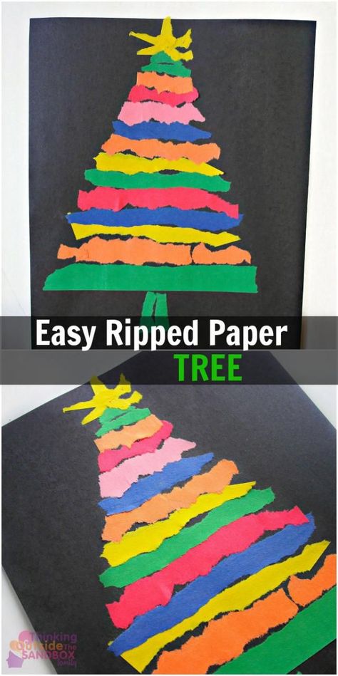 12 Christmas Tree Crafts for Kiddos: Easy Ripped Paper Tree Craft Paper Tree Craft, Ripped Paper, Christmas Kindergarten, Tree Craft, Paper Tree, Quilling Paper, Christmas Tree Crafts, Christmas School, Preschool Christmas