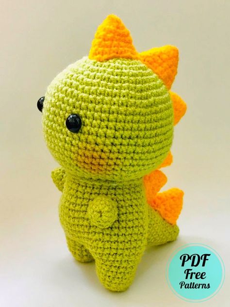 Oscar The Dinosaur Amigurumi PDF Free Pattern - Amigurumiday Amigurumi Dinosaur Free Pattern, Dinosaur Amigurumi Free, Dinosaur Free Pattern, Dinosaur Patterns, Amigurumi Dinosaur, Dinosaur Amigurumi, Crochet Dinosaur Patterns, Crochet Dinosaur, Crochet Animals Free Patterns