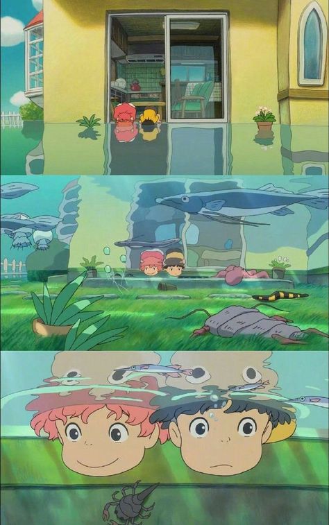 Ponyo Anime, Anime Scenes, Studio Ghibli Background, Anime Illustration, Ghibli Artwork, Studio Ghibli Movies, Studio Ghibli Art, Ghibli Art, Ghibli Movies