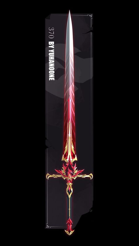 Longsword Fantasy Art, Fantasy Longsword Designs, Red Armor Art, Longsword Art, Long Swords Fantasy, Longsword Fantasy, Longsword Design, Fantasy Swords Concept Art, Red Armor