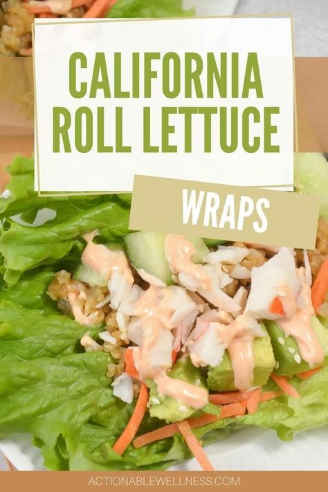 Lettuce Sushi Rolls, California Roll Salad, Lettuce Roll Ups, Low Carb Lettuce Wraps, Lettuce Boat, Strawberry Vinaigrette, Lettuce Wrap Recipes, Lettuce Cups, California Roll