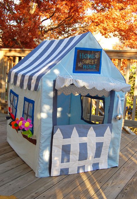 ikat bag: House in our Hallway Card Table Playhouse, Handmade House, Diy Playhouse, Ikat Bag, Pvc Projects, Diy Costumes Kids, Table Tents, House Photos, Play Tent