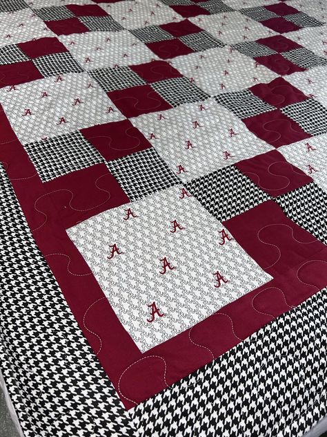 Manly Quilts, Alabama Quilt, Alabama Gifts, Football Quilt, Alabama Baby, Cowboy Quilt, Football Fabric, No Sew Fleece Blanket, Custom Graduation Gift