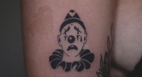 Aesthetic Clown Tattoo, Black And White Clown Tattoo, Silly Clown Tattoo, Tears Of A Clown Tattoo, Clown Head Tattoo, Cartoon Clown Tattoo, Old School Clown Tattoo, Clown Doll Tattoo, Trad Clown Tattoo