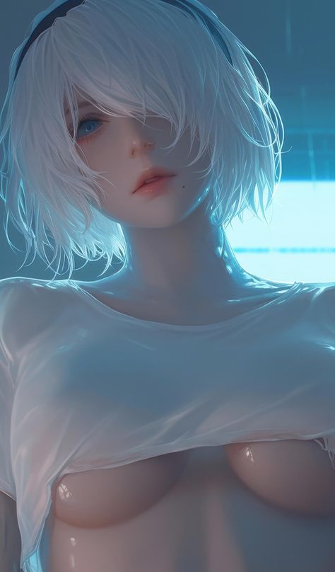 4k HD Wallpaper: Tifa Lockhart Kneeling Under Neon Light White Silk Pajamas, Wallpaper Morning, Nier Automata Cosplay, 2b Nier Autómata, Wal Art, 4k Hd Wallpaper, Tifa Lockhart, Comic Style Art, Nier Automata