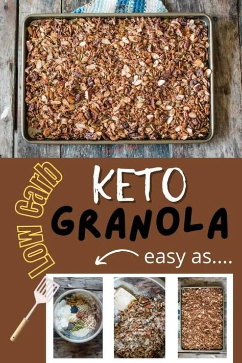 Easy Keto Granola Recipe, Nutrail Keto Granola Recipe, Keto Granola Recipe Low Carb, Keto Granola Bar Recipe, Granola Recipe With Coconut Oil, Sugar Free Granola Recipe, Postpartum Snacks, Low Carb Granola Recipe, Keto Granola Bars