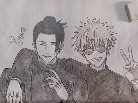 Gojo-Satoru and Geto-Suguru from jjk Drawn by me Follow me for more #art ,#sketch ,#animesketch ,#gojosatoru ,#gojo ,#getosuguru ,#geto,#pencilart ,#animecharacter ,#jujutsukaisen ,#jujutsukaisenanime ,#artist ,#cool ,#follow ,#selfcreation ,#characterdesign ,#paperart,#bestfriends Getou Sketch, Gojo And Getou Drawing, Gojo Sketching Easy, Gojo Pencil Sketches, Gojo Sketch Aesthetic, Jujutsu Kaisen Gojo Sketch, Gojo Drawing Sketch, Saturo Gojo Drawing Pencil, Gojo Drawing Easy