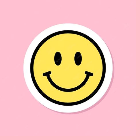 Premium Vector | Smiling face sticker yellow symbol with black outline cute smile sticker on pink background groovy aesthetic vector design element Smile Symbol, Stickers Smile, Aesthetic Vector, Groovy Stickers, Smile Vector, Groovy Aesthetic, Smile Sticker, Smile Pictures, Smile Icon