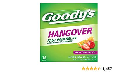 Amazon.com: Goody's Hangover Powders, Fast Pain Relief & Boost of Alertness, Berry Citrus Flavor Dissolve Packs, 16 Individual Packets : Health & Household Hangover Headache, Fever Relief, Hangover Kit, Body Pain, Muscle Aches, Mixed Fruit, Vitamins & Supplements, Fruit Flavored, Health Products