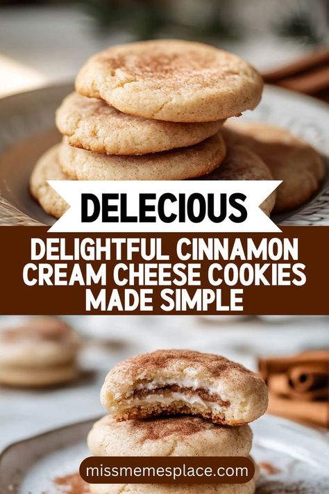 Experience the delightful taste of Cinnamon Cream Cheese Cookies made simple with this easy recipe! These cookies are not only soft and fluffy but also bursting with warm cinnamon goodness. Perfect for baking with kids or for a quick treat to satisfy your sweet tooth, this cookie recipe is a must-try. With straightforward instructions and minimal ingredients, whipping up these delicious treats has never been easier. Dive into a world of flavor and enjoy the warm Soft Gingerbread Cookies With Cream Cheese Frosting, Fast Cream Cheese Dessert, Low Calorie Cream Cheese Desserts, Cinnamon Cookies With Cream Cheese Frosting, Cream Cheese Baking Recipes, Easy Baking Recipes Desserts 3 Ingredients Simple, Simple Cookies 3 Ingredients, 2 Ingredient Desserts Easy, Quick Easy Desserts 3 Ingredients