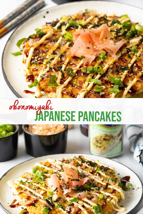 Cabbage Pancakes Okonomiyaki Sauce, Recipes With Furikake, Japanese Egg Pancake, Korean Cabbage Pancake Recipe, Cabbage Recipe Japanese, Japanese Savory Pancake, Cabbage Pancake Japanese, Japanese Okonomiyaki Recipe, Japanese Vegetable Pancakes