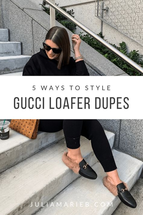 5 WAYS TO WEAR GUCCI PRINCETOWN (dupes) LOAFERS: http://www.juliamarieb.com/2019/11/14/5-ways-to-wear-fur-loafers-(gucci-dupes):-the-rule-of-5/ @julia.marie.b How To Wear Gucci Loafers, Gucci Mules Outfit Fall, Fur Mules Outfit Winter, Gucci Fur Mules Outfit, Gucci Mules Outfit Winter, Gucci Mules Outfits Women, Gucci Fur Loafers Outfit, Fur Loafers Outfit, Gucci Princetown Slipper Outfit