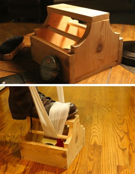 Shoe Shine Box DIY | http://diygiftworld.com/shoe-shine-box-diy/ Shoe Shine Box, Shoe Shine Kit, Woodworking Tools For Beginners, Diy Wardrobe, Shoe Shine, Closet Accessories, Wood Working Gifts, Work Diy, Shoe Repair