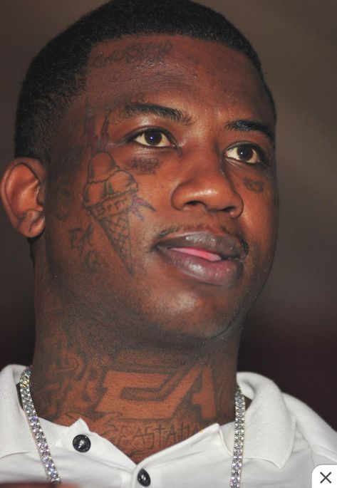 Nobody loves ice-cream and video games more than Gucci Mane. He loves it so much he got a throat tattoo of EA and an ice cream cone face tattoo Gucci Mane Tattoo, Gucci Mane Ice Cream, Gucci Tattoo, Ice Cream Tattoo, Face Tats, Throat Tattoo, Famous Tattoos, Facial Tattoos, Tattoo Now