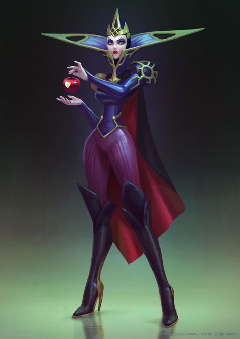 Evil Queen, Anna Maystrenko on ArtStation at https://www.artstation.com/artwork/rlVvG Drag Ideas, Disney Evil Queen, Evil Disney, Evil Queens, Dark Disney, Twisted Disney, Film Disney, Art Animation, Disney Artwork