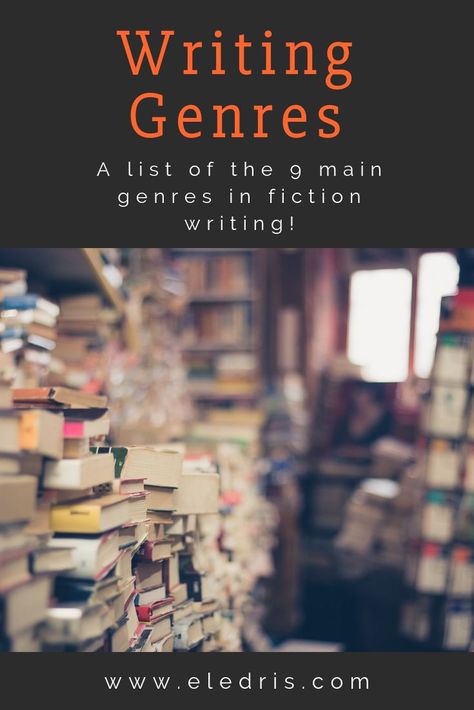 I put together a short list of the 9 main genres of fiction writing, with descriptions and examples of great books of the certain genre!  Click to see the list. Fiction Genres, Becoming An Author, Writing Genres, Writing Fiction, Grammar Tips, Writing Fantasy, Writing Crafts, Hero's Journey, Published Author