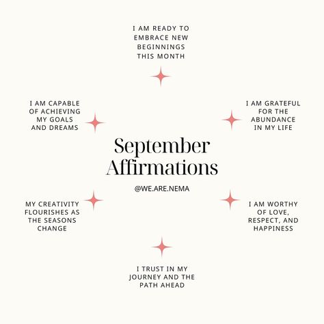 which affirmation are you embracing for the month ahead? ⭐️ #september #september2024 #affirmations #affirmation End Of The Month Affirmations, October Affirmations, Monthly Affirmations, Spirituality Affirmations, I Am Worthy, I Am Ready, New Month, Spiritual Healing, I Am Grateful