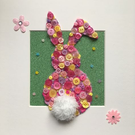 Easter Button Crafts, Easter Button Art, Hand Sewing Ideas, Button Craft Ideas, Button Art Projects, Buttons Crafts Diy, Easter Crafts Preschool, Button Projects, Button Creations