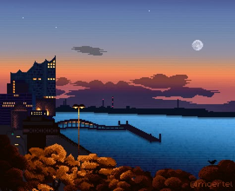 Pixel Art Gif Banner, Beach Pixel Art, Pixel Art Gif, Night On The Beach, Moving Wallpaper, Pixel Art Landscape, Pc Wallpapers, Cherry Blossom Japan, Indie Game Development