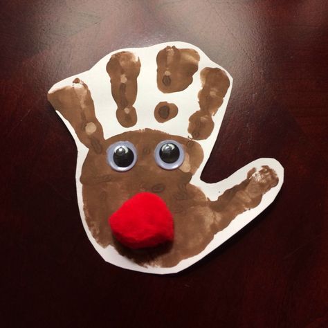 Handprint Rudolph Handprint Painting, Preschool Craft Activities, Rudolph Christmas, Hand Print, Craft Activities, Preschool Crafts, Gingerbread Cookies, Reindeer, Gingerbread