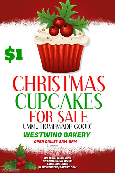 Customize this poster template with your photos and text. Cupcakes For Sale, Snack Box Ideas, Christmas Sale Poster, 50 Blouse Designs, Sale Template, Fall Games, Holiday Cupcakes, Party Favor Ideas, Event Flyers