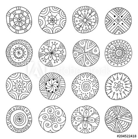 Circle Doodles, Doodle Zen, Line Doodles, Zen Doodle Patterns, Zen Doodle Art, Mandala Art Therapy, Zentangle Drawings, Doodles Zentangles, Hand Drawn Pattern