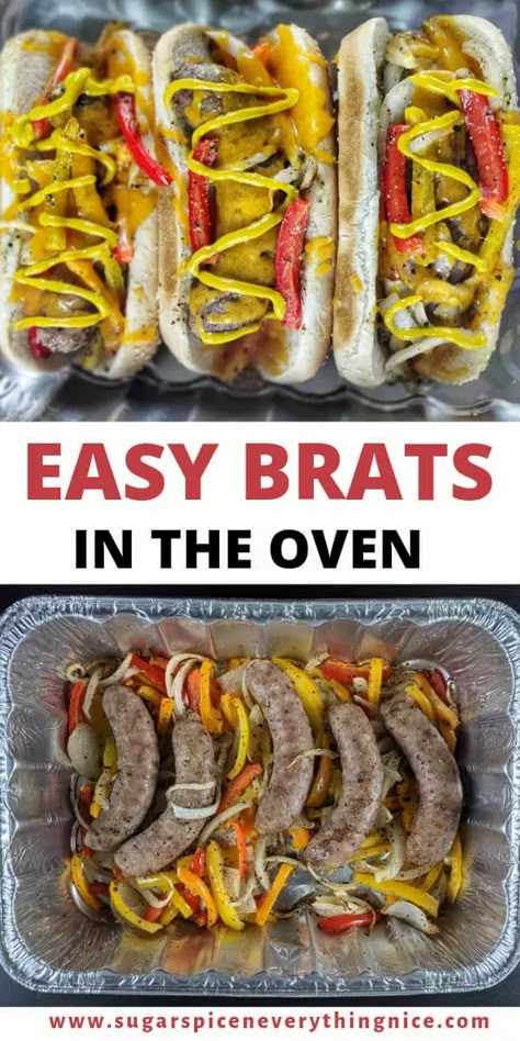 Oven Brats, Bratwurst In The Oven, Bratwurst Oven, Baked Bratwurst, Bratwurst Dinner, How To Cook Bratwurst, Kielbasa Sausage Recipes, Beer Brats Recipe, Brats Recipe