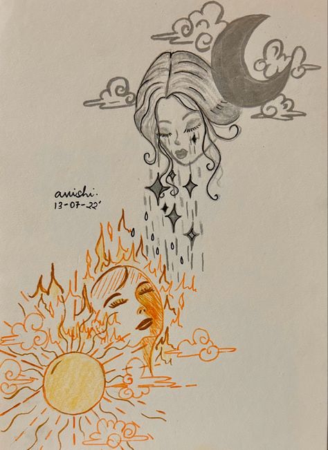 Sun and moon art
Aesthetic art
Sun fire art contrasts with moon rain art Easy Sun And Moon Painting, Sun And Moon Sisters, Moon And Sun Drawing, Bujo Drawings, Mars Drawing, Sun And Moon Drawing, Sun And Moon Design, Sisters Drawing, Moon Drawings