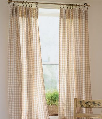 Rod Pocket Curtains Diy, Cottage Core Curtains, Vintage Curtains Living Room, Country House Curtains, Checked Curtains, Small Bathroom Window, Gingham Curtains, Country Style Curtains, Check Curtains