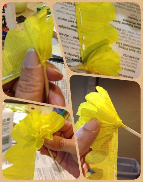 This is an easy paper flower made from crepe paper streamers.  I adapted this flower from the Brides Cafe which used sheets of crepe paper.  However, streamers are more readily available, less expe… Streamer Flowers, Flowers From Paper, Mexican Paper Flowers, Diy Gift Bow, Diy Streamers, Crepe Streamers, Diy Spring Crafts, Crepe Paper Streamers, Party Streamers