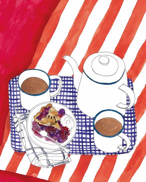 October is for getting cozy ☕️ New 2025 Calendar on sale next Tuesday 29th! 🫖🫖🫖 #calendar2025 #wallcalendar #teaandcrumble #autumncrumble #crumble #autumn #enamelware #illustration #foodillustration #teaillustration #cupoftea #teatime #sallymeier Teatime Illustration, Tea Time Illustration, Tea Illustration, 2025 Calendar, Food Illustrations, Getting Cozy, Wall Calendar, Art Galleries, Tea Time