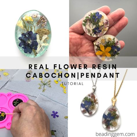 How to Make Complex Real Flower Resin Cabochons and Pendants | Plant Suggestions - Garden and Neighborhood Foraging - The Beading Gem's Journal Resin Pendant Tutorial, Flower Jewelry Diy, Resin Jewelry Tutorial, Faux Gold Leaf, Free Jewellery Making Tutorials, Columbine Flower, Flower Resin Jewelry, Decoupage Wood, Wire Jewelry Tutorial