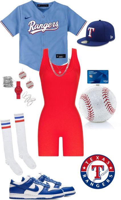 Texas Rangers Outfit | ShopLook Rangers Outfit Women, Texas Rangers Outfit Women, Texas Rangers Outfit, Ranger Outfit, Texas Ranger, Latina Fashion Outfits, Fitness Trends, Latina Fashion, Athletic Style