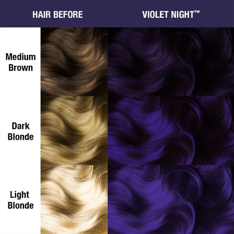 GUILT-FREE GLAMOUR!®Violet Night is our darkest cool purple hair dye. This shade can even give virgin, unbleached hair deep violet tones, but for best results we recommend lightening hair to a medium level 7 blonde or lighter before use. Details: Style: Classic Semi-Permanent Hair Dye Color: Violet Night Color Description - Dark Purple Hair Dye Volume: 4oz / 118ml Ingredients: Vegan Friendly, PPD Free! Additional Features: Benefits of Conditioning Hair, Resealable Tub For Longer Use, Comes With Cool Purple Hair, Level 7 Blonde, Dark Purple Hair Dye, Purple Underneath Hair, Lightening Hair, Purple Hair Color Ombre, Purple Hair Dye, Manic Panic Hair Color, Permanent Hair Dye Colors