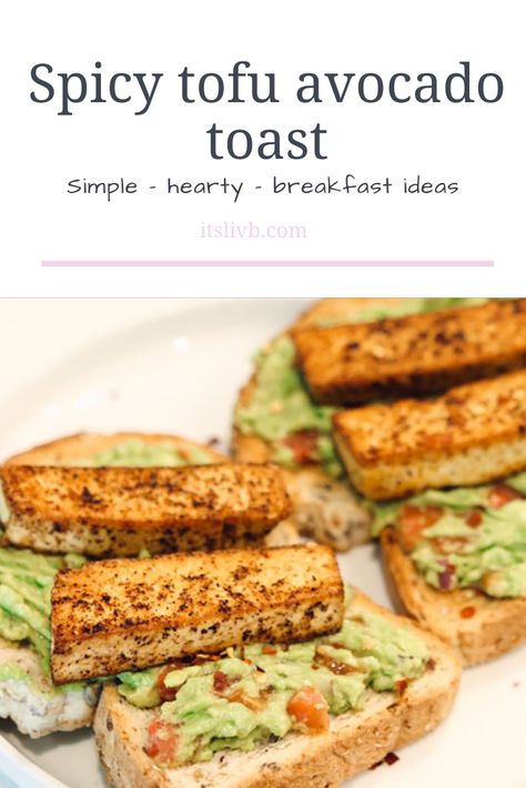 If you like avocado toast but wish it had a little more protein, look no further than this spicy tofu version! In this recipe we make a homemade avocado spread (don’t worry, it’s super easy!) and top it off with some pan-fried spicy tofu strips. Tofu And Avocado Recipes, Avocado Toast With Tofu, Avocado Tofu Toast, Spicy Avocado Toast, Tofu Toast, Breakfest Ideas, Avocado Tofu, Tofu Avocado, Longevity Recipes