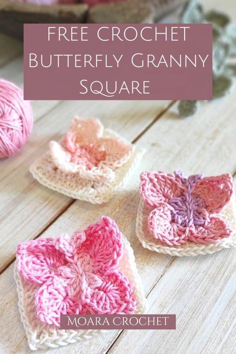 Butterfly Granny Square Crochet Pattern, Butterfly Crochet Granny Square, Butterfly Granny Square Pattern, Butterfly Granny Square, Crochet Butterfly Free Pattern, Granny Square Pattern Free, Crochet Apple, Crochet Succulent, Crochet Butterfly Pattern