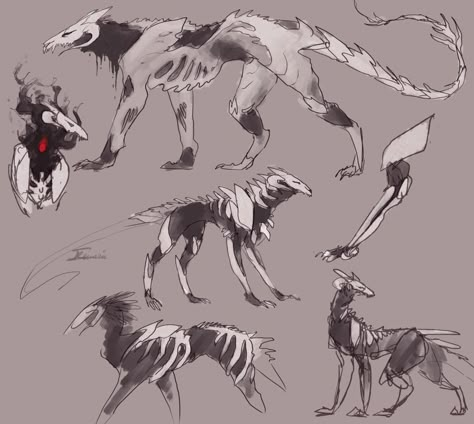 Dark Creatures, Some Drawings, Mythical Animal, Fantasy Beasts, Creature Drawings, Monster Concept Art, Fantasy Animals, Fantasy Monster, Fantasy Creatures Art