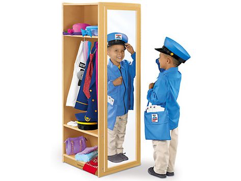 Space-Saver Dress-Up Center at Lakeshore Learning Diy Bookshelf Closet, Bookshelf Closet, Dress Up Clothes, Diy Bookshelf, Lakeshore Learning, Dramatic Play Centers, Kids Dress Up, Classroom Furniture, Dress Closet