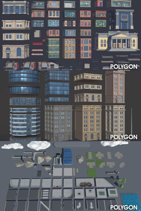 POLYGON City - Low Poly 3D Art by Synty, #City, #Sponsored, #POLYGON, #Poly, #Synty, #Art, #ad Low Poly Building, Low Poly City, City Games, 3d City, Low Poly 3d, Game Assets, Low Poly, 3d Art, Game Art