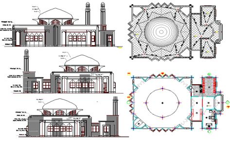 The Architecture Layout Plan of Iranian Mosque Elevation dwg file Mosque Elevation, Iranian Mosque, Architecture Layout Plan, Mosque Design Islamic Architecture, Section Plan, Architecture Layout, Stair Cases, Iranian Architecture, Mosque Design