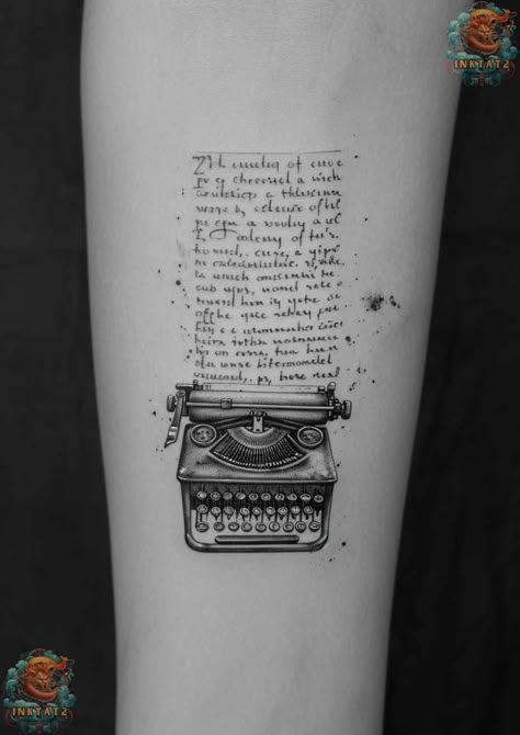 Pride And Prejudice Book Tattoo, Ive Lived A Thousand Lives Tattoo, Type Writer Tattoos, A Wrinkle In Time Tattoo, Dark Romance Book Tattoo, Tattoos Book Lovers, Book Page Tattoo, Bookworm Tattoos, Book Lover Tattoos