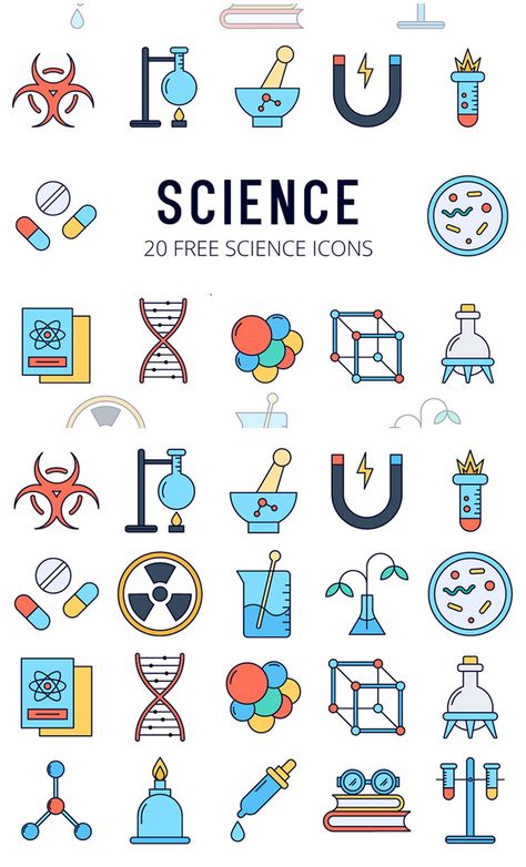 Science Vector Free Icon Set Chemical Design Graphics, Science Icons Symbols, Physics Art Design, Physical Science Design, Science Symbols Art, Physics Design Ideas, Science Design Art, Science Design Ideas, Chemical Design